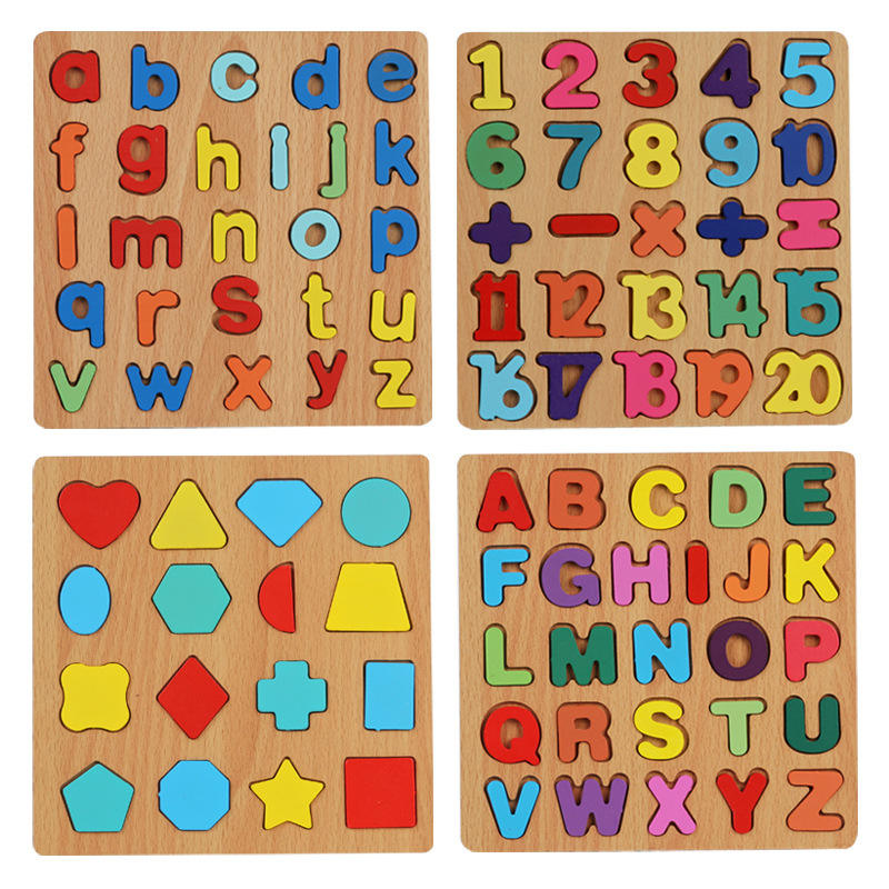 Wooden ABC Alphabet Number Shape Puzzle Board